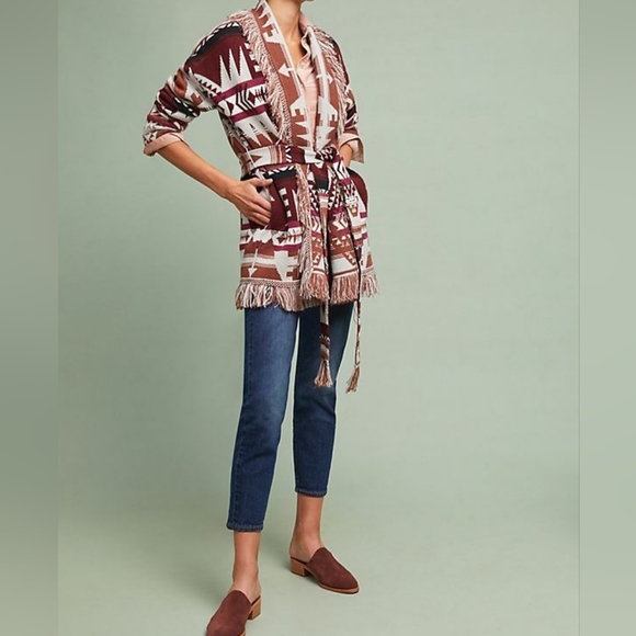 Anthropologie Moth Esther Southwest Fringe Sweater Cardigan, Size XS - Picture 3 of 9